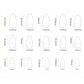 Press-on nail size chart with oval tips and millimeter measurements for short almond fit