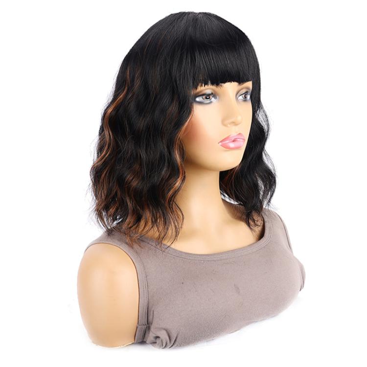 Short Wavy Hair With Side-Swept Bangs Natural Parting Synthetic Short Hair