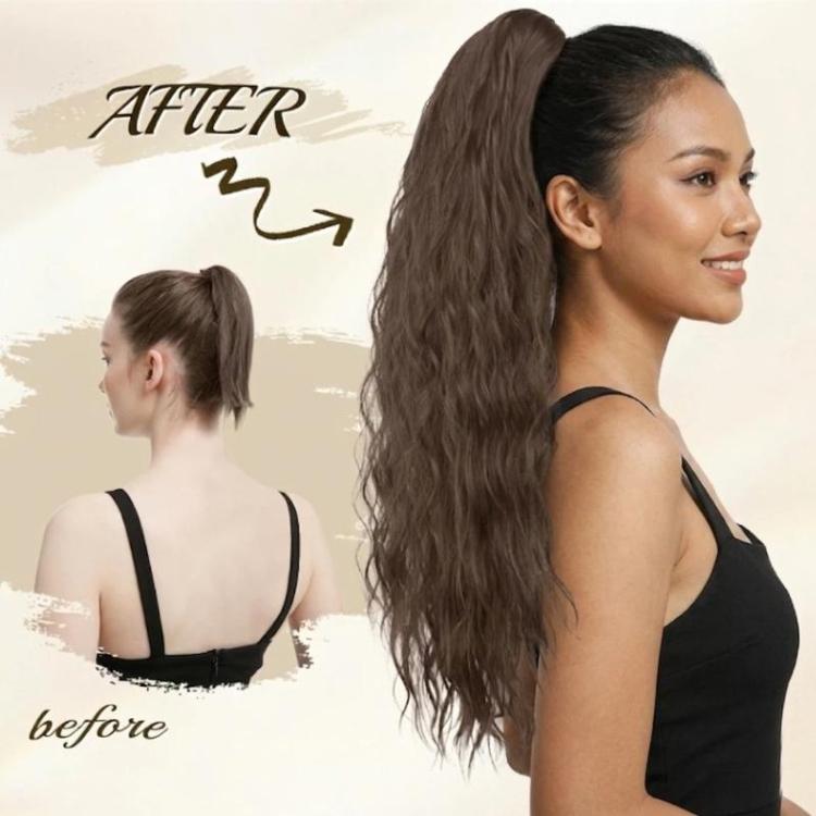 Long Bouncy Wavy Ponytail Wig With Hair Clips