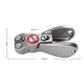 Compact silver fishing line cutter pliers with red ring and textured non-slip handle