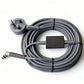 Replacement gray power cord coil with multi-pin plug and inline control module