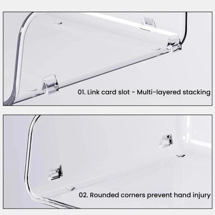 Transparent acrylic rack with rounded corners and multi-layer link card slots
