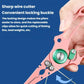Pink fishing pliers close-up held in hand, with line cutter mechanism.