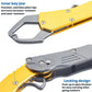 Close-up of foldable fish-gripping pliers: inner bay jaw and locking mechanism