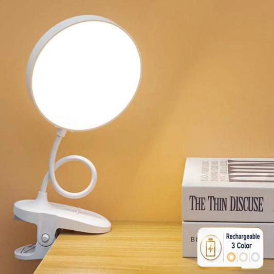 Xiajule Portable Clip On Desk Lamp Night Light, Eye Protection High CRI Reading Lamp, Plug-in, Rechargeable, Rechargeable 3 Color Temperatures Stepless Dimming