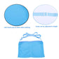 Blue mesh drainage support pouch with adjustable strap and two separated front sections