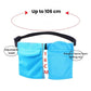 Blue adjustable waist breast drainage support pouch with double pocket center seam