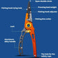 Orange and gray fishing hook tying pliers with safety rope hole