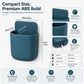 Teal compact ABS wall caddy with bottom opening for charging, rounded edges