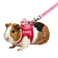 Pink guinea pig harness with star pattern and flower charm leash attachment
