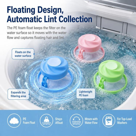 Washing Machine Lint Catcher Floating Hair Filter Mesh Net Bag for Laundry Reusable Pet Hair Remover for Washing Machine