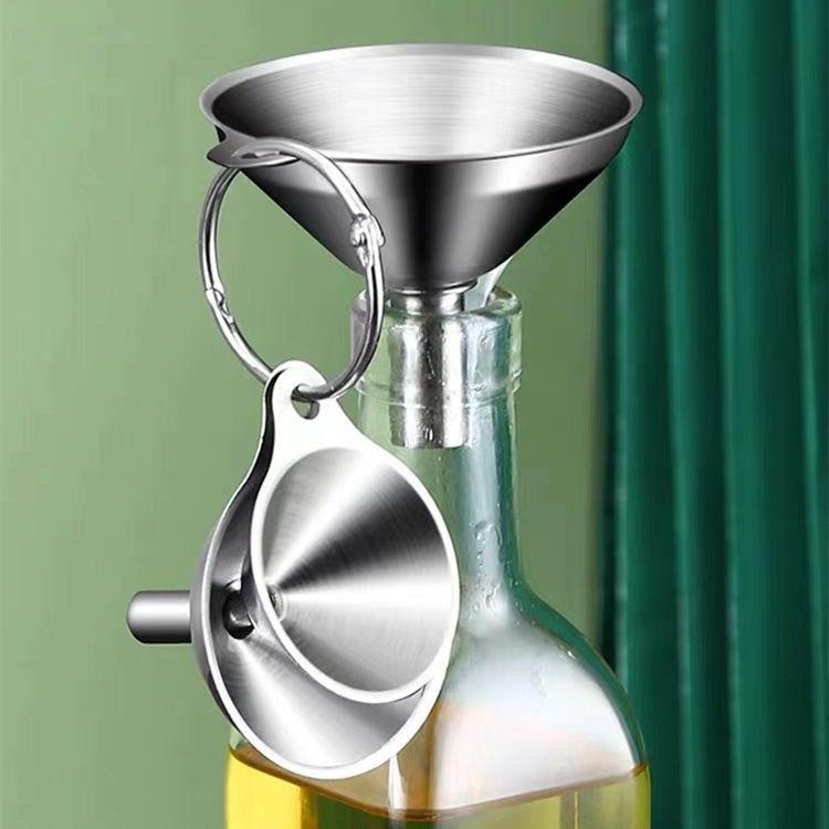 LsCook stainless steel funnel liquid dispenser with integrated handle and sandblasted finish