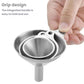 Stainless steel funnel dispenser with integrated grip handle held by hand