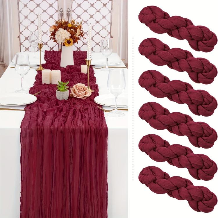 Crepe Table Runner Wedding Party Decoration Pleated Gauze, 90x180cm, 90x300cm, 90x400cm