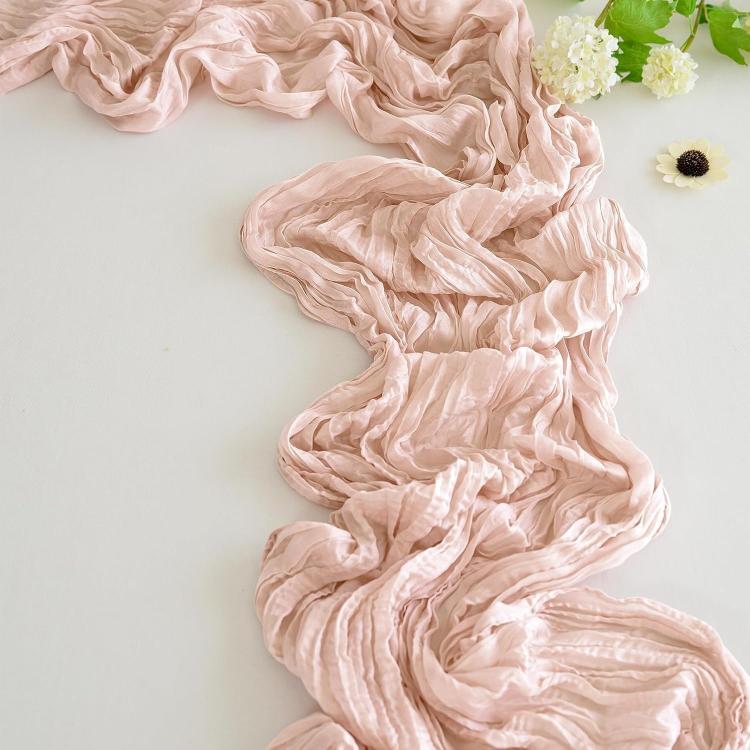 Crepe Table Runner Wedding Party Decoration Pleated Gauze, 90x180cm, 90x300cm, 90x400cm