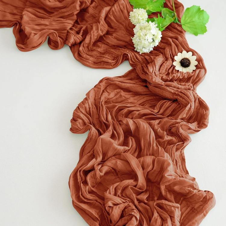 Crepe Table Runner Wedding Party Decoration Pleated Gauze, 90x180cm, 90x300cm, 90x400cm