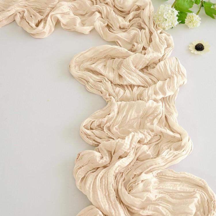 Crepe Table Runner Wedding Party Decoration Pleated Gauze, 90x180cm, 90x300cm, 90x400cm