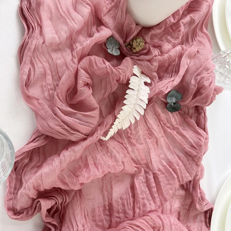 Crepe Table Runner Wedding Party Decoration Pleated Gauze, 90x180cm, 90x300cm, 90x400cm