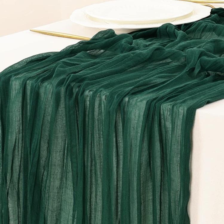 Crepe Table Runner Wedding Party Decoration Pleated Gauze, 90x180cm, 90x300cm, 90x400cm