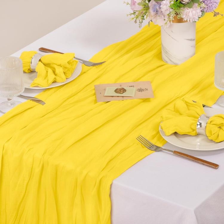 Crepe Table Runner Wedding Party Decoration Pleated Gauze, 90x180cm, 90x300cm, 90x400cm