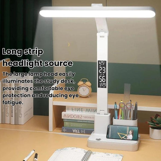 Xiajule Portable LED Desk Lamp With Time Display & Pen Holder, Dimmable Eye-Caring Lamp For Reading Homework, 1500mAh, 1800mAh