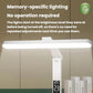 White portable LED desk lamp with time display and long light bar