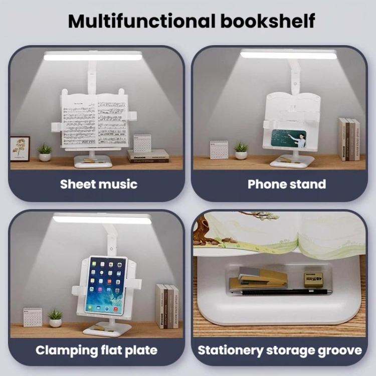 Xiajule Multifunctional Bookshelf Eye-Caring Desk Lamp, Adjustable Brightness LED Bedroom Reading Light