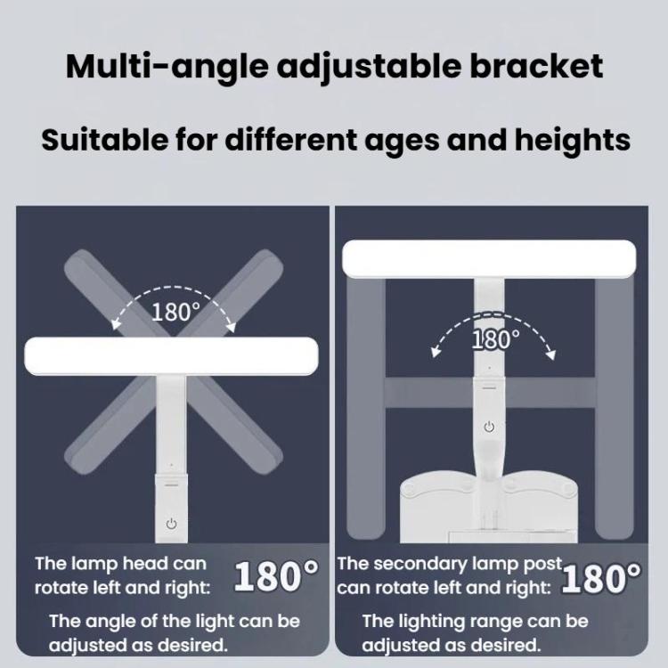 Xiajule Multifunctional Bookshelf Eye-Caring Desk Lamp, Adjustable Brightness LED Bedroom Reading Light