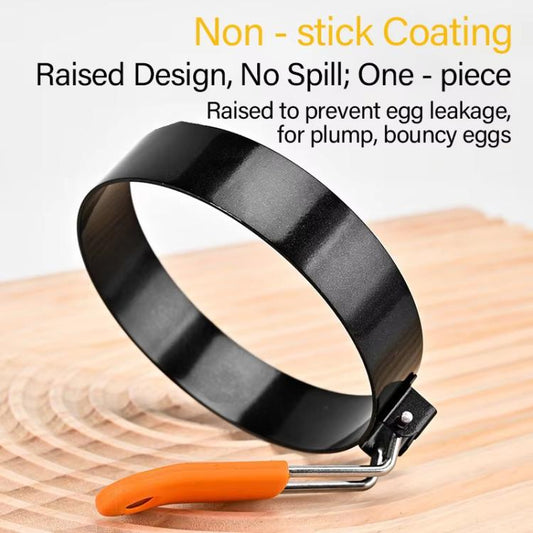 LsCook 4 inch Round Stainless Steel Egg Pan Heat-Resistant Silicone Handle Thickened Non-Stick Egg Mold