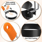 Round egg mold with orange anti-scald silicone handle and black non-stick coating
