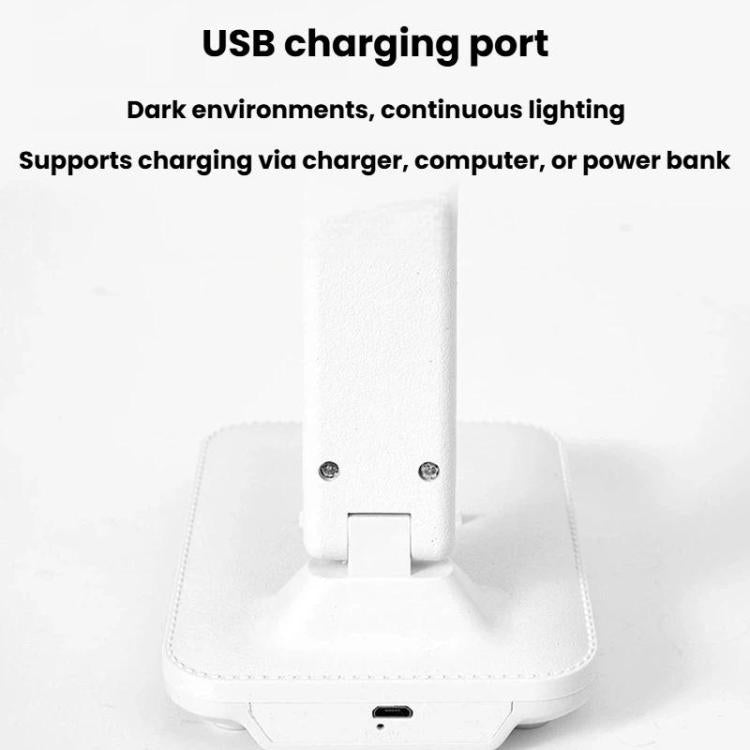 LED folding desk lamp base with USB charging port