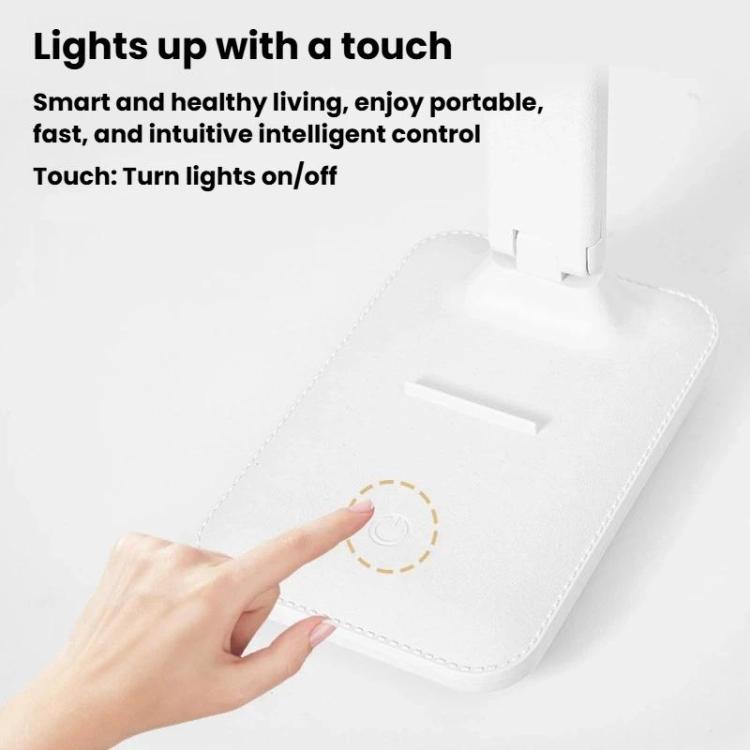 LED folding desk lamp with touch control on white base