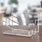 Clear acrylic 3-layer letter organizer with multiple angled compartments on tabletop