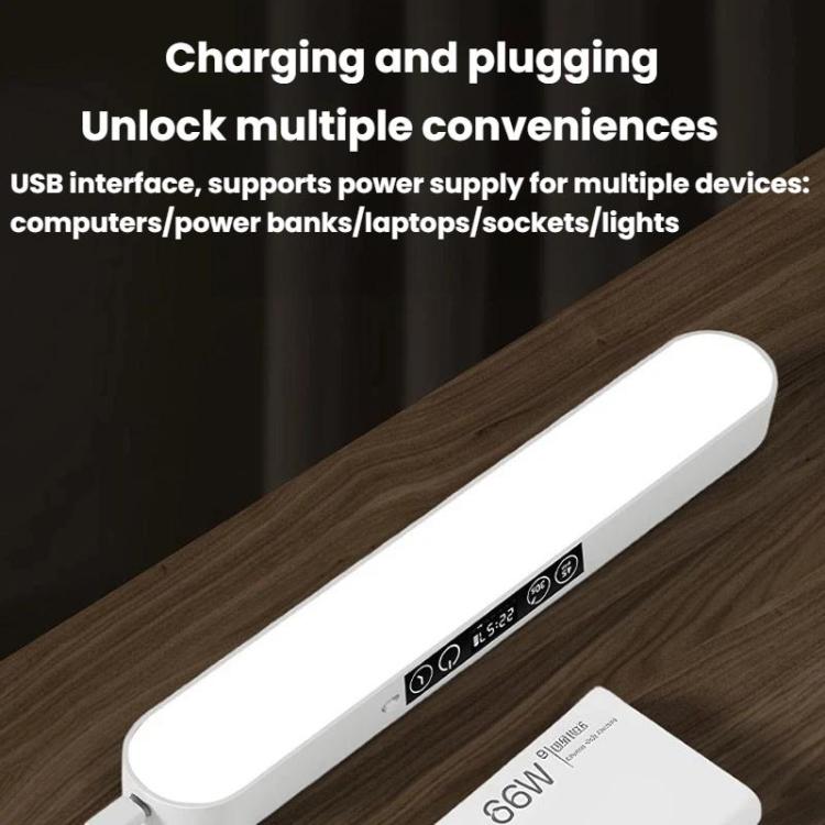Xiajule Student Dormitory Under-Cabinet Lamp, Magnetic Mount Bed Hanging Light With Hook & Clock Display, Touchscreen, Remote Control