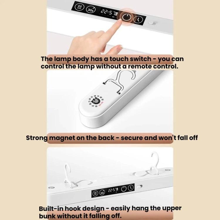Xiajule Student Dormitory Under-Cabinet Lamp, Magnetic Mount Bed Hanging Light With Hook & Clock Display, Touchscreen, Remote Control