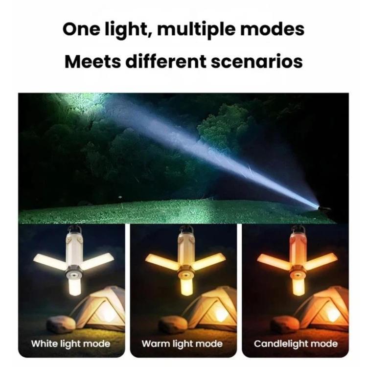 Multifunctional Foldable Camping Light, Outdoor Use LED Tent Light With Hook, 3-leaf, 4-leaf