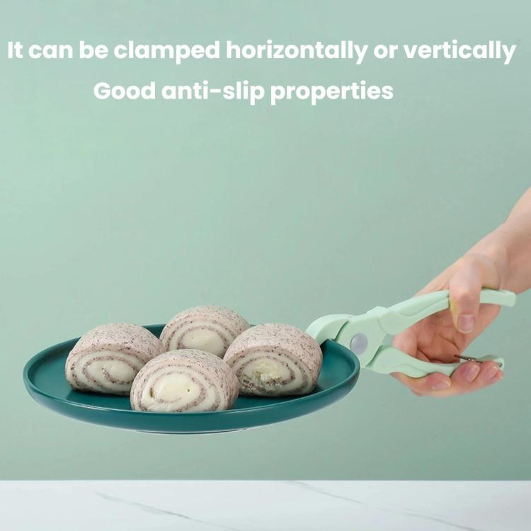 Bowl tong clamp holding a plate of rolls, for horizontal or vertical clamping