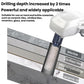 Diamond core drill bit drilling into stone tile, 2x increased depth concept shown