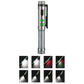 Grey pen-shaped flashlight with magnetic clip and green indicator lights on the panel