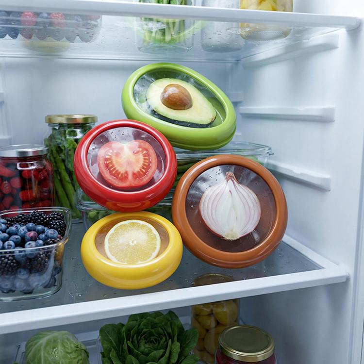 Fruit Storage Container With Silicone Film Seal Mini Fridge Storage Box, LsCook 4-Piece Set