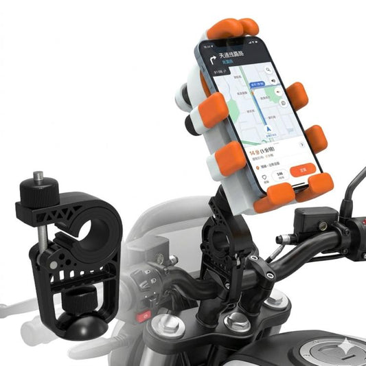 Electric Motorcycle Eight-Armed Fixation Shockproof Phone Mount, All Black Handlebars, Black Orange Handlebars, Orange White Handlebars, Black White Handlebars, All Black Mirror Mounts, Black Orange Mirror Mounts, Orange White Mirror Mounts            ...