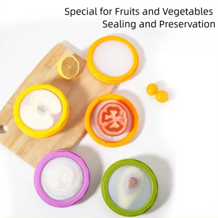 LsCook transparent produce storage containers with colorful snap lids, shown with fruit and veggies