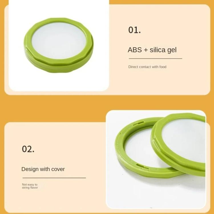 LsCook 4-piece storage container set with green lid; includes transparent seal ring and cover design