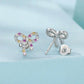 S925 Sterling Silver Sweet Bow Colorful Zirconia Stud Earrings