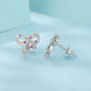 S925 Sterling Silver Sweet Bow Colorful Zirconia Stud Earrings
