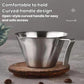 Stainless steel 100ml coffee brewing cup with curved open handle and scale marks