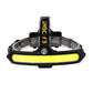 Black COB sensor headlamp with bright yellow LED bar and adjustable front strap