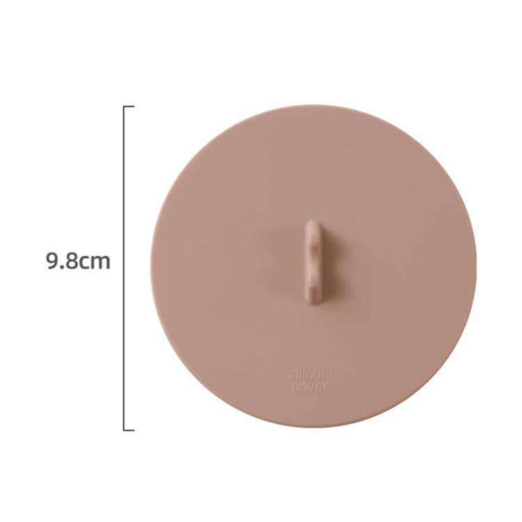 Round blush silicone cup lid, 9.8 cm diameter, with center tab
