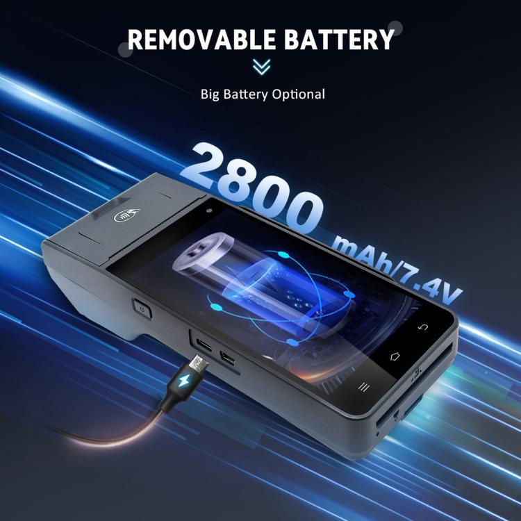Handheld POS terminal with removable battery concept shown