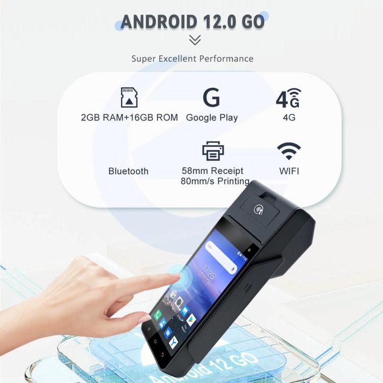 Handheld POS terminal being used with touchscreen payment interface